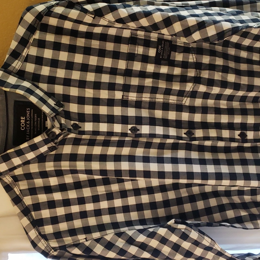 Jack & Jones Men's Long Sleeve Button Down Cotton Shirt Plaid
